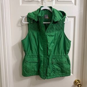 Green Hooded Quilted Y2K Vest